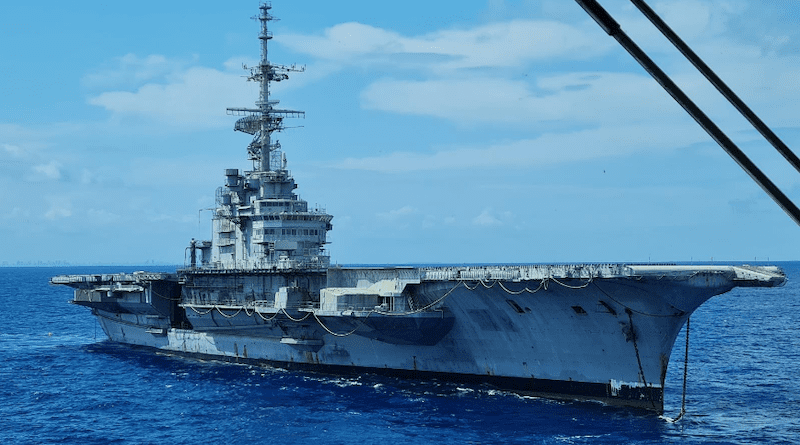 Aircraft carrier São Paulo 12 miles off of Recife, Brazil. From the cover of the inspection report completed by AWS, October 18, 2022. (BAN)