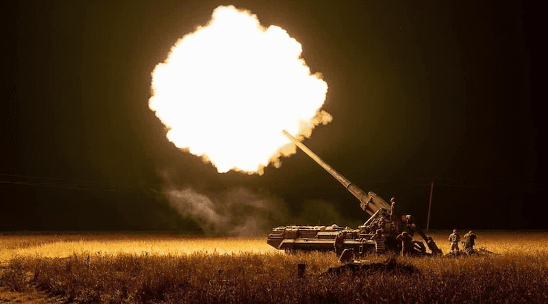 Ukrainian troops fire on location of Russian forces. Photo Credit: Ukraine Defense Ministry