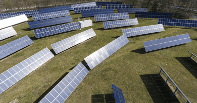 The solar park of Energy Lab 2.0 on KIT’s Campus North. (Photo: Markus Breig, KIT)