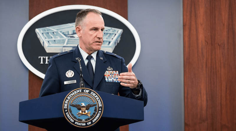 Pentagon Press Secretary Air Force Brig. Gen. Pat Ryder conducts a press briefing at the Pentagon. Photo Credit: Air Force Staff Sgt. Jackie Sanders