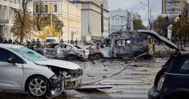 Aftermath of Russian bombing of Kyiv. Photo Credit: Ukraine Defense Ministry