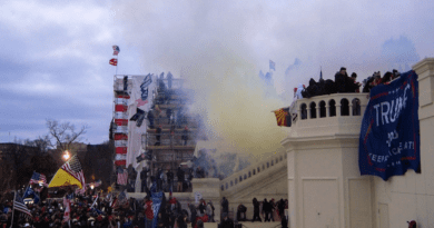 Tear gas outside United States Capitol in Washington D.C. on January 6, 2021 riot. Photo Credit: Tyler Merbler, Wikipedia Commons