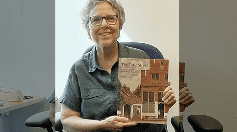 Linda Stone-Ferrier, with a copy of her new book, “The Little Street.” CREDIT: Rick Hellman / KU News Service