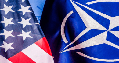 Flags of the United States and NATO. Photo Credit: DOD