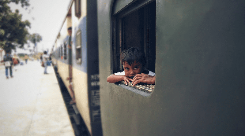 Indian Portrait Train India Focus Child Hold Hand Railways Railroad