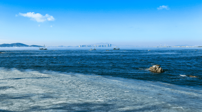 Arctic sea smoke near Qingdao, China on January 7th, 2021 when cold surge hit northern China. A result of frigid air passing over relatively warm water, the phenomenon is rare, even in the Arctic. CREDIT: Shaoqing Wang