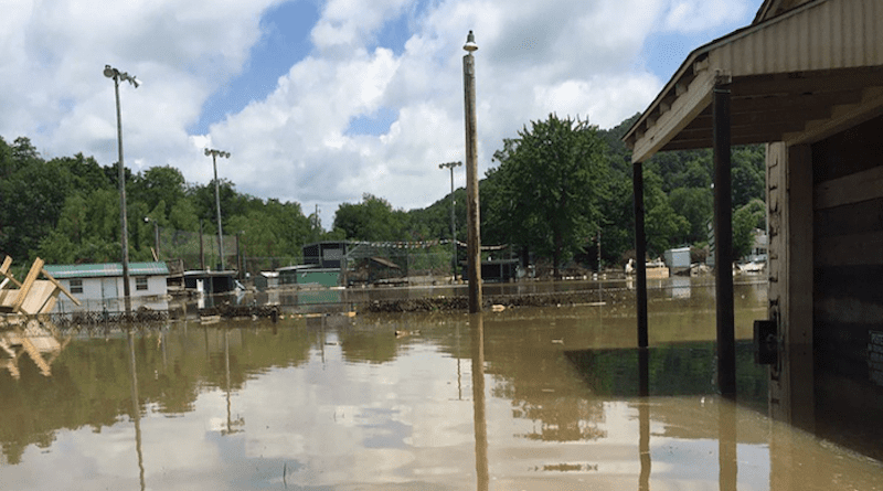 The town of Rainelle, West Virginia, flooded in June 2016. A research team, led by Jamie Shinn, assistant professor of geography at West Virginia University, is using the deadly West Virginia flood to create a framework for how communities can bounce back after disastrous flooding. CREDIT: WVU Photo/Pam Pritt