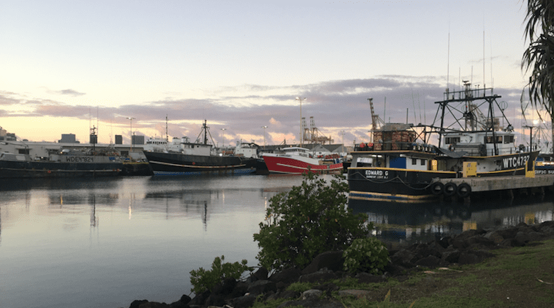 Fishing boats at dawn in Honolulu Harbor Photo credit: Sarah Medoff