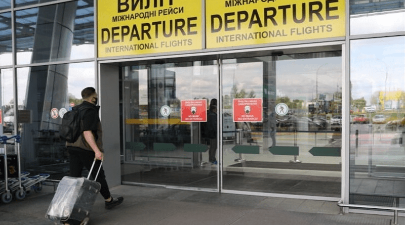 Man entering Ukraine airport. Photo Credit: Tasnim News Agency