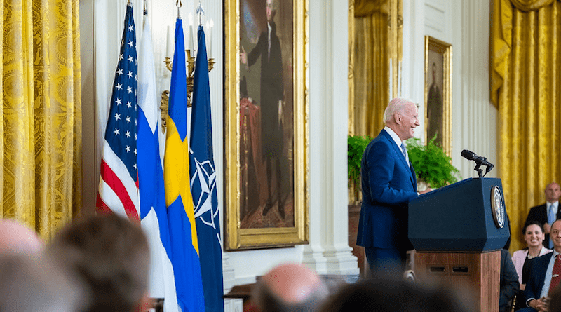 President Joe Biden delivers remarks in the East Room of the White House Tuesday, August 9, 2022, prior to signing the North Atlantic Treaty Organization (NATO) Ratification documents for Finland and Sweden. (Official White House Photo by Erin Scott)