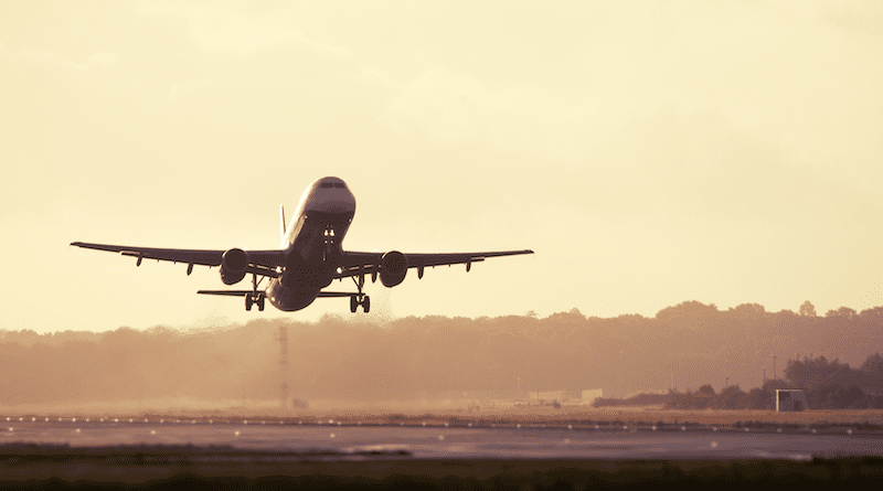 Airplane takes off. Photo Credit: Indra