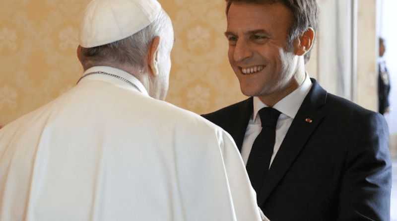 Pope Francis with French President Emmanual Macron. Photo Credit: Vatican Media
