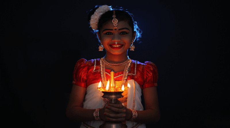Girl Diwali Portrait Light Indian Child Kid