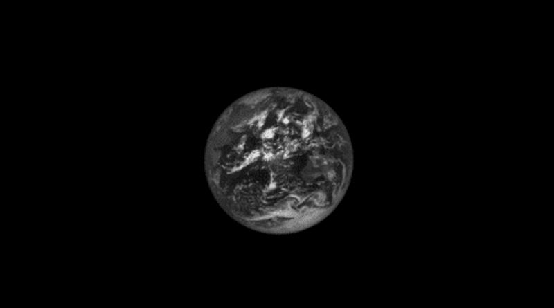 NASA’s Lucy spacecraft captured this image (which has been cropped) of the Earth on Oct 15, 2022, as a part of an instrument calibration sequence at a distance of 380,000 miles (620,000 km). The upper left of the image includes a view of Hadar, Ethiopia, home to the 3.2 million-year-old human ancestor fossil for which the spacecraft was named. CREDIT: NASA/Goddard/SwRI
