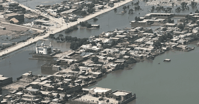 Shahdadkot city in Pakistan covered with flood water in September 2022. Photo Credit: Ali Hyder Junejo, Wikipedia Commons
