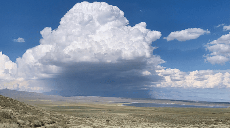 Summer storm developing over desert regions of Great Basin in Summer 2022. New research suggests that these types of storms were intensified in the Pliocene, driving wetter conditions across much of the desert southwest. CREDIT: Syracuse University