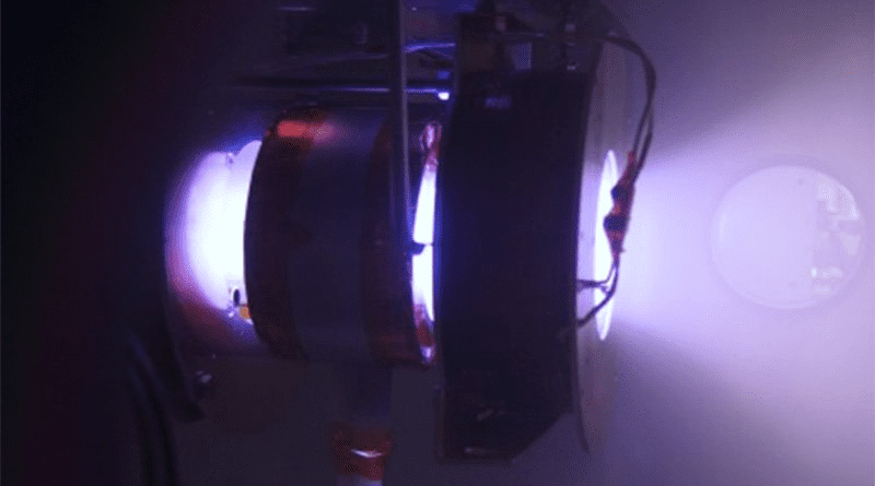 The magnetic nozzle rf plasma thruster operated in a Mega hpt vacuum chamber at Tohoku University