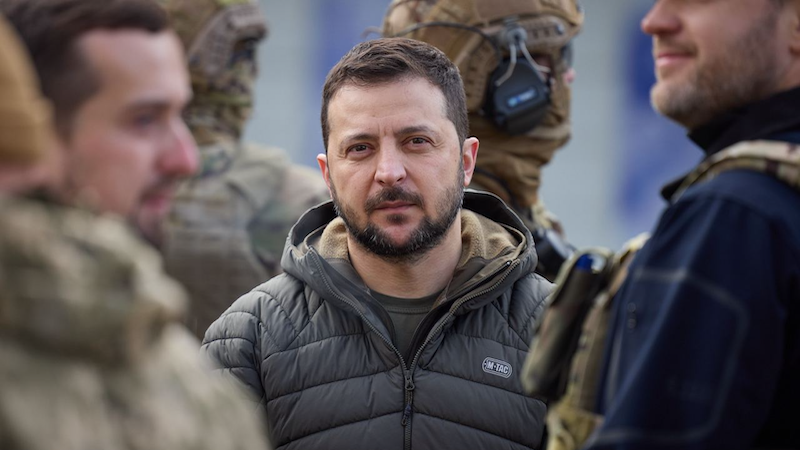 Ukraine President Volodymyr Zelenskyy meets with troops in Kherson. Photo Credit: Ukraine Defense Ministry