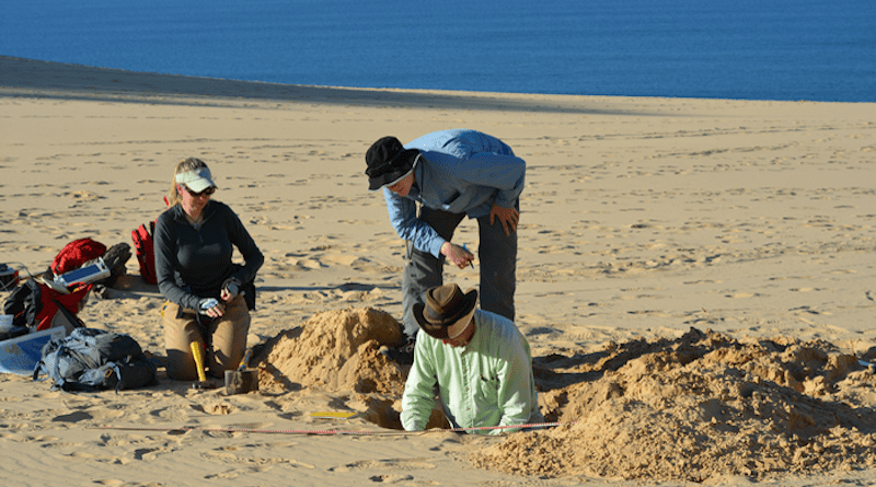 Researchers from Utah State University and the University of Queensland examine sands from eastern Australia's K'Gari (Fraser Island). Their work sheds new light on the formation of the massive sand island, as well as the Great Barrier Reef. CREDIT: Utah State University