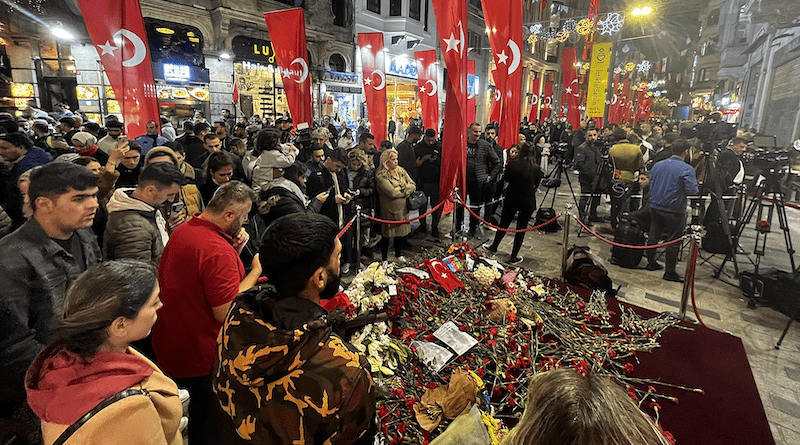 Memorial point after the 2022 attack in Istanbul, Turkey. Photo Credit: Kurmanbek, Wikipedia Commons