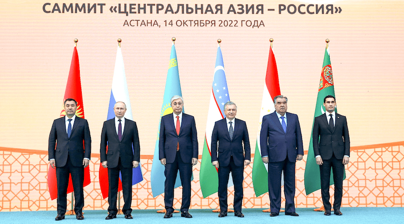 The presidents of Russia, Kazakhstan, Kyrgyzstan, Tajikistan, Turkmenistan and Uzbekistan attend the Russia–Central Asia Summit. Photo Credit: President of Kazakhstan Press Service