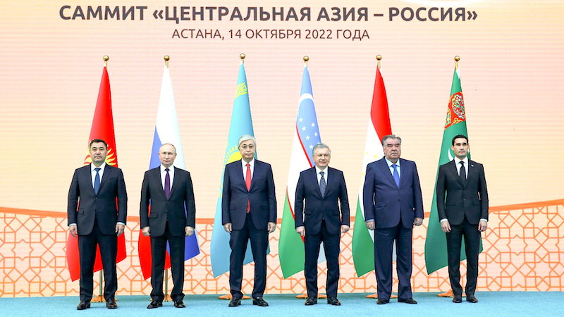 The presidents of Russia, Kazakhstan, Kyrgyzstan, Tajikistan, Turkmenistan and Uzbekistan attend the Russia–Central Asia Summit. Photo Credit: President of Kazakhstan Press Service