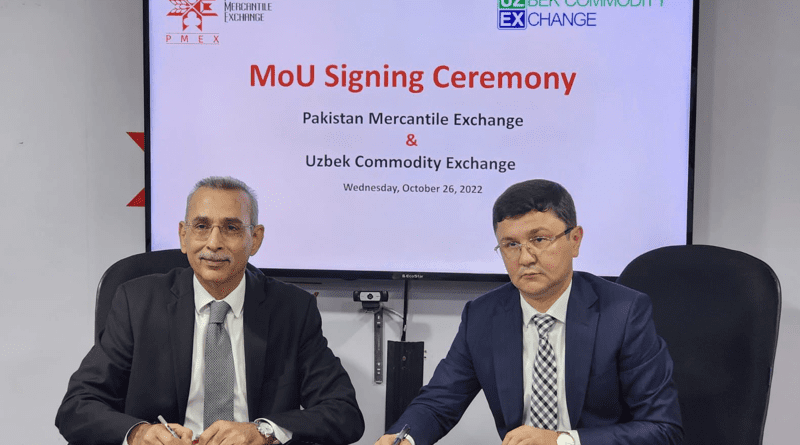 Pakistan Mercantile Exchange (PMEX) signs a Memorandum of Understanding (MoU) with Uzbek Commodity Exchange (photo supplied)