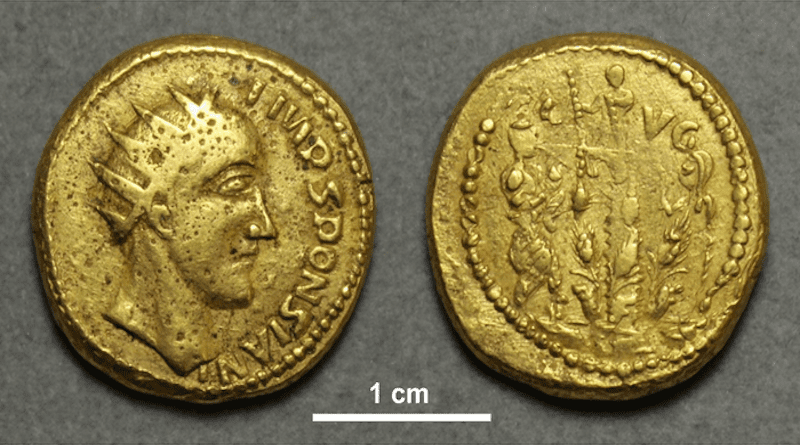 Coin of the ‘emperor’ Sponsian, currently in The Hunterian, University of Glasgow, UK, catalogue number GLAHM:40333 (reproduced from Ref. [1]). CREDIT Pearson et al., 2022, PLOS ONE, CC-BY 4.0 (https://creativecommons.org/licenses/by/4.0/)
