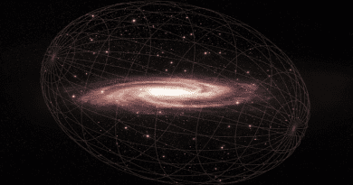 Astronomers have discovered that the Milky Way galaxy's stellar halo -- a cloud of diffuse stars around all galaxies -- is zeppelin-shaped and tilted. This artist's illustration emphasizes the shape of the three-dimensional halo surrounding our galaxy. CREDIT: Melissa Weiss/Center for Astrophysics | Harvard & Smithsonian