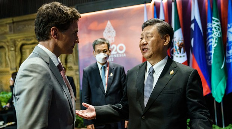 Canada's Prime Minister Justin Trudeau with China's President Xi Jinping at the G20 Leaders' Summit in Bali, Indonesia, November 16, 2022. Photo Credit: Canada Prime Minister's Office handout, RFA