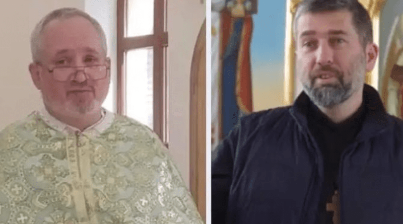 Father Ivan Levystky (left) and Father Bohdan Geleta (right) | Credit: Donetsk Bishop's Exarchy