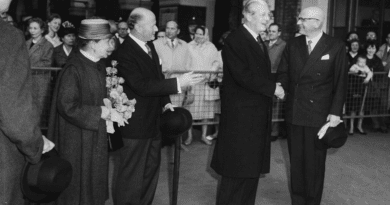 British Prime Minister Lord Macmillan greets President Kekkonen in London on the 8th May in 1961. To the left Mrs Sylvi Kekkonen and Her Majesty’s representative Lord Hastings. CREDIT Photo: Courtesy by the Archives of Urho Kekkonen