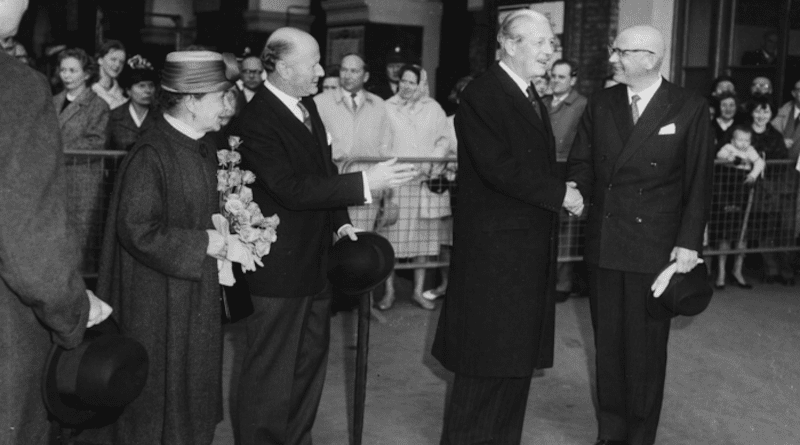 British Prime Minister Lord Macmillan greets President Kekkonen in London on the 8th May in 1961. To the left Mrs Sylvi Kekkonen and Her Majesty’s representative Lord Hastings. CREDIT Photo: Courtesy by the Archives of Urho Kekkonen