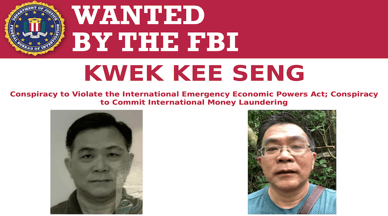 Wanted poster for Kwek Kee Seng. Credit: FBI