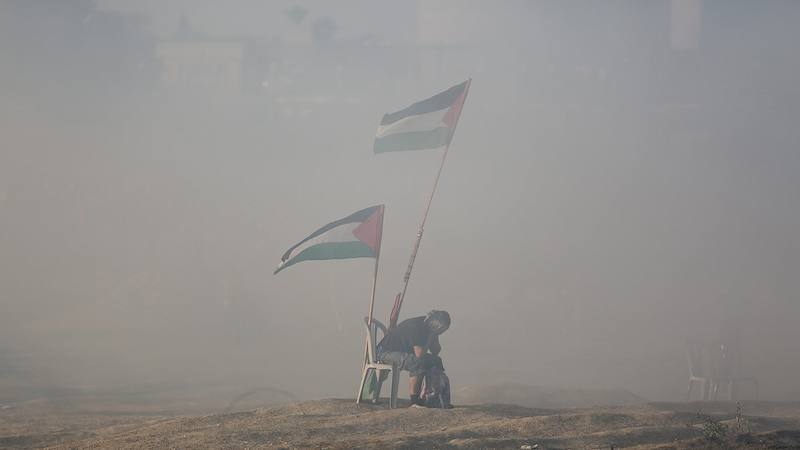 Palestinian Flag Man Smoke Palestinian Palestine