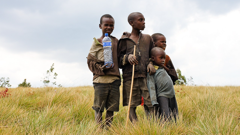 Children Burundi Bottle Water Poverty Africa Sky
