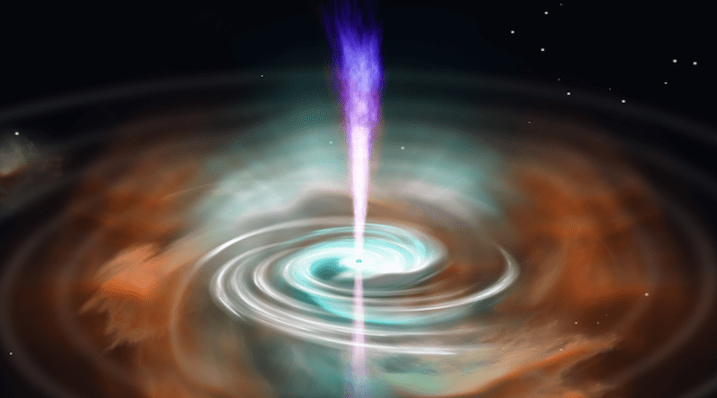An artist's impression of a gamma-ray burst powered by a neutron star. CREDIT: Nuria Jordana-Mitjans