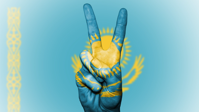 Kazakhstan Peace Hand Nation Background Banner Flag