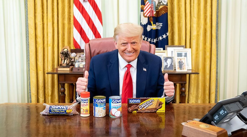 President Donald J. Trump with Goya products. Photo Credit: The White House, Wikipedia Commons