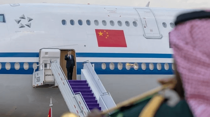 China's President Xi Jingping arrives in the Saudi capital on an official visit. (SPA)