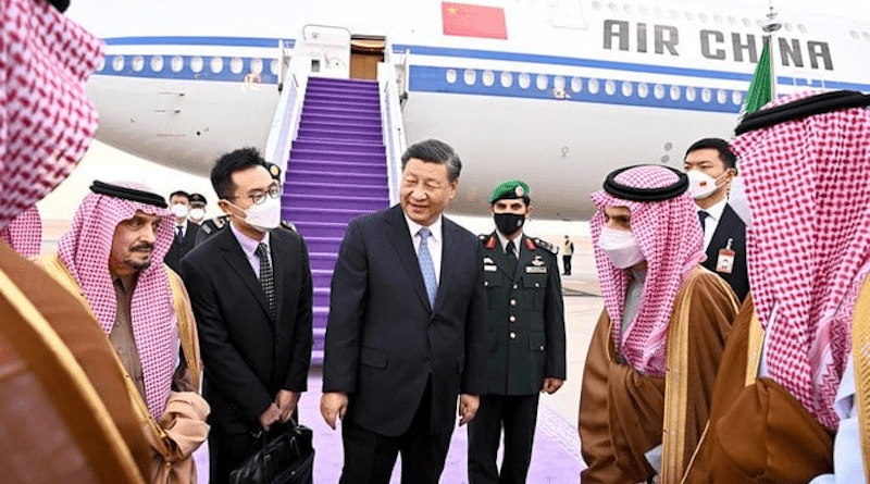 China's President Xi Jingping arrives in the Saudi capital on an official visit. (SPA)