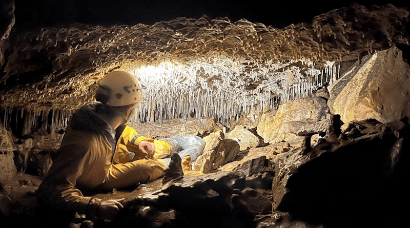 Speleothems are secondary mineral deposits in caves that occur mostly in the form of dripstones, such as stalagmites and stalactites. CREDIT: Research group of Sebastian Breitenbach