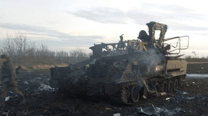 A destroyed Russian anti-aircraft system Buk-M3. Photo Credit: Ukraine Defense Ministry