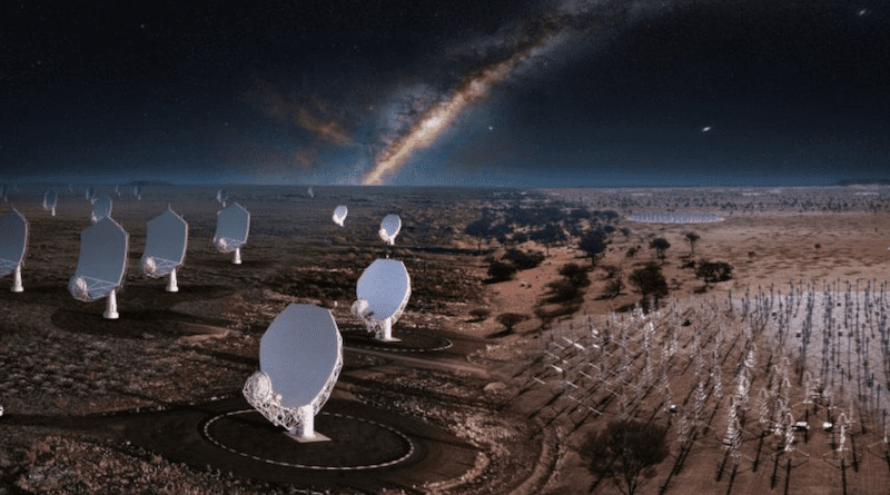 How the two SKA sites in Australia and South Africa will look when the telescopes are complete. Copyright: Courtesy of SKAO images. (CC BY 3.0)