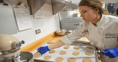 Elizabeth Nalbandian, study first author and WSU food science graduate student, prepares some sugar cookies made with quinoa flour for baking. CREDIT: Shelly Hanks, Washington State University