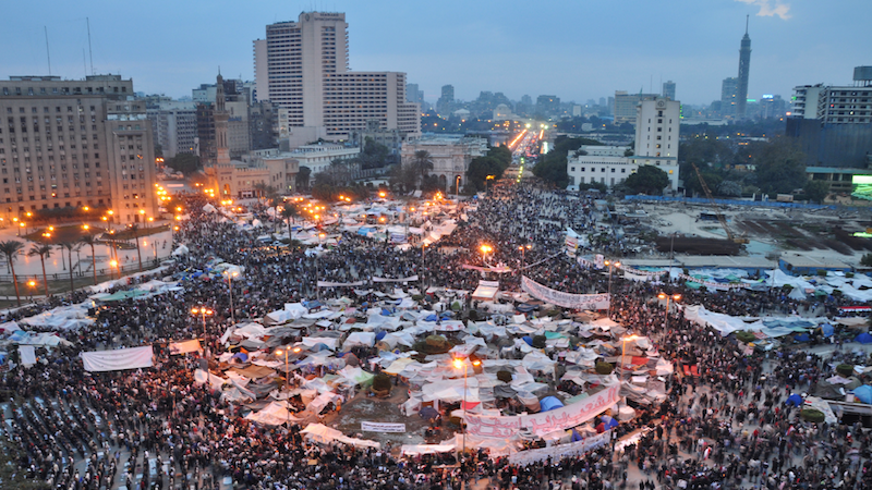 Arab Spring protest in Tahrir Square, Cairo, Egypt. Photo Credit: Jonathan Rashad, Wikipedia Commons