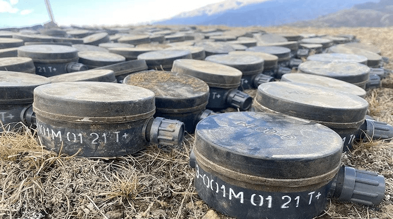 Land mines that Azerbaijan says Armenia laid in its territory following the 2020 war. Photo Credit: Azerbaijan Foreign Ministry
