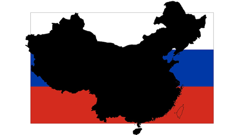 China Russia Map Flags