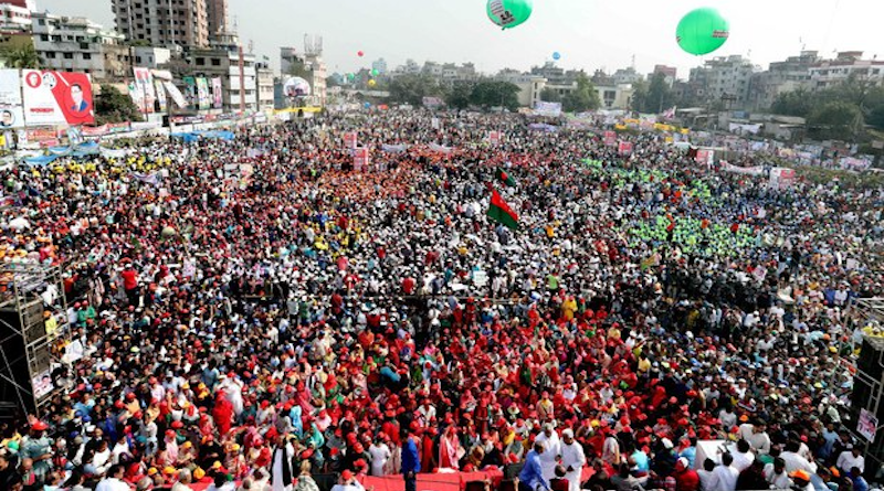 Supporters of the opposition Bangladesh Nationalist Party gather for a rally at a sports field in Dhaka, Dec. 10, 2022. Photo courtesy BNP