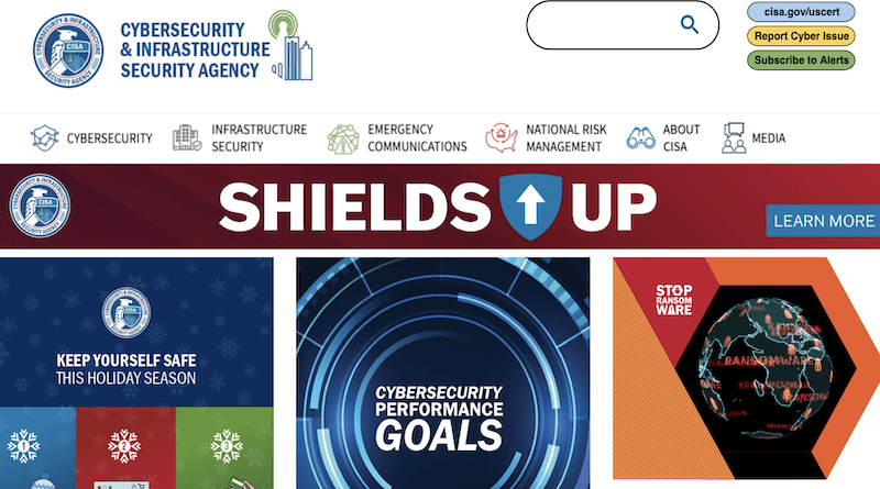 Screenshot of Cybersecurity and Infrastructure Security Agency website